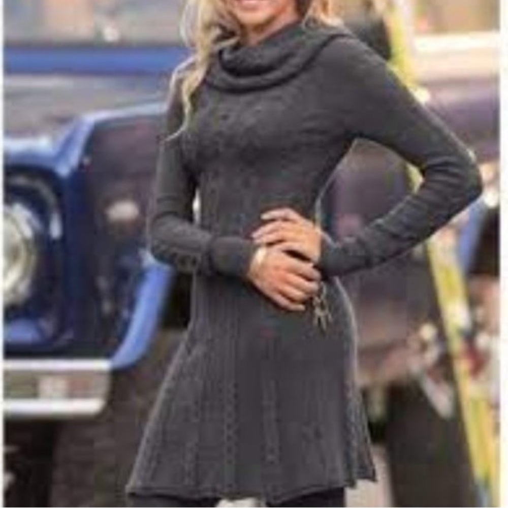 Athleta Cable Knit Cashmere Blend Cowl Neck Sweater Dress Size Small